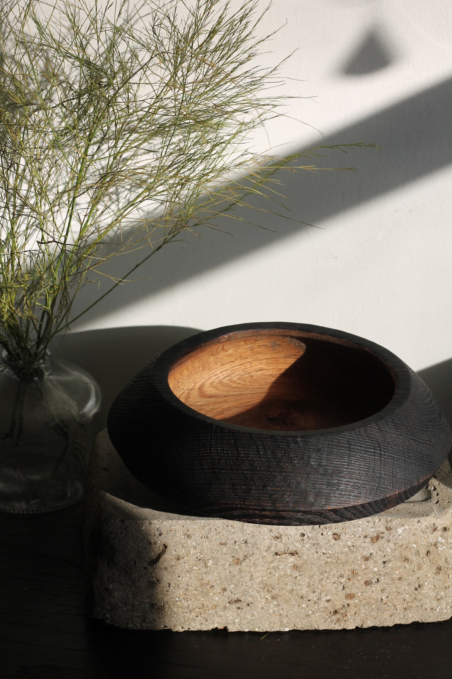 Yakisugi Water Oak Decorative Concave Bowl